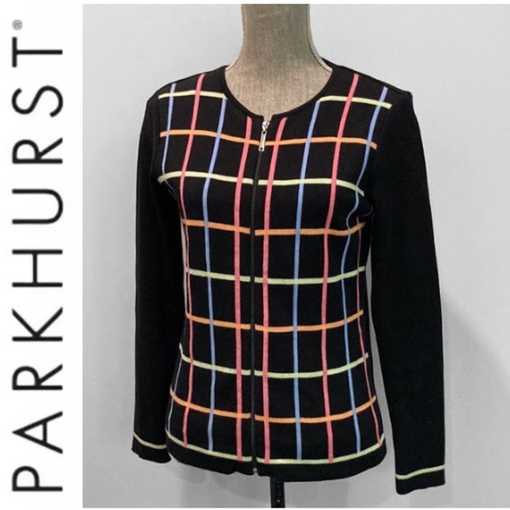 PARKHURST Black Neon Zip Cardigan